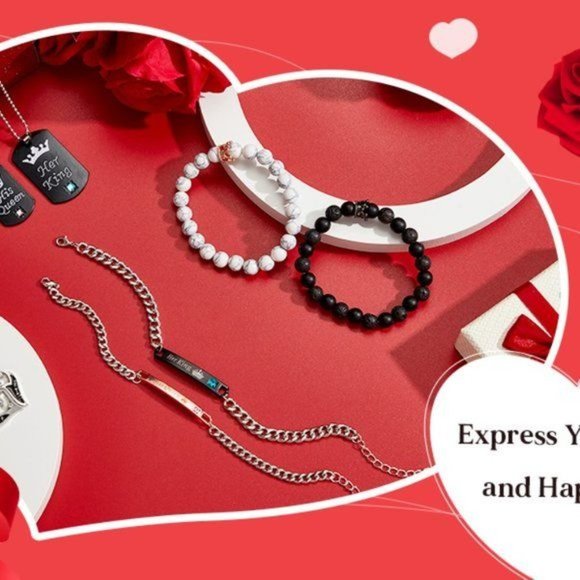 New 8 Pieces Couples Necklace Bracelet Matching Bracelets Set for Women … - Picture 7 of 9